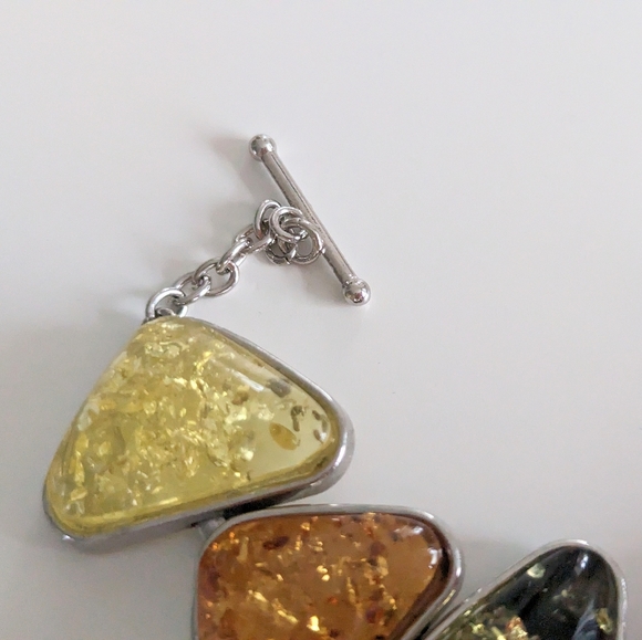 Confetti Lucite Statement bracelet | Faux Amber | Modern Costume | Runway - Picture 5 of 7